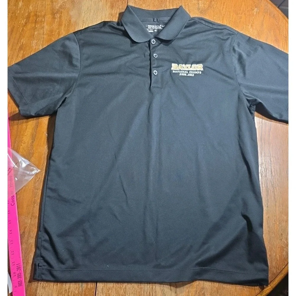 Nike Baylor University Polo Golf Shirt Performance‎ Men's Size Large Black
